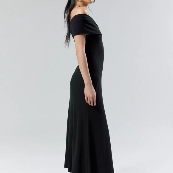 Silence + Noise black Off-The-Shoulder rib knit A-line Maxi Dress size L, NWOT - Picture 9 of 10